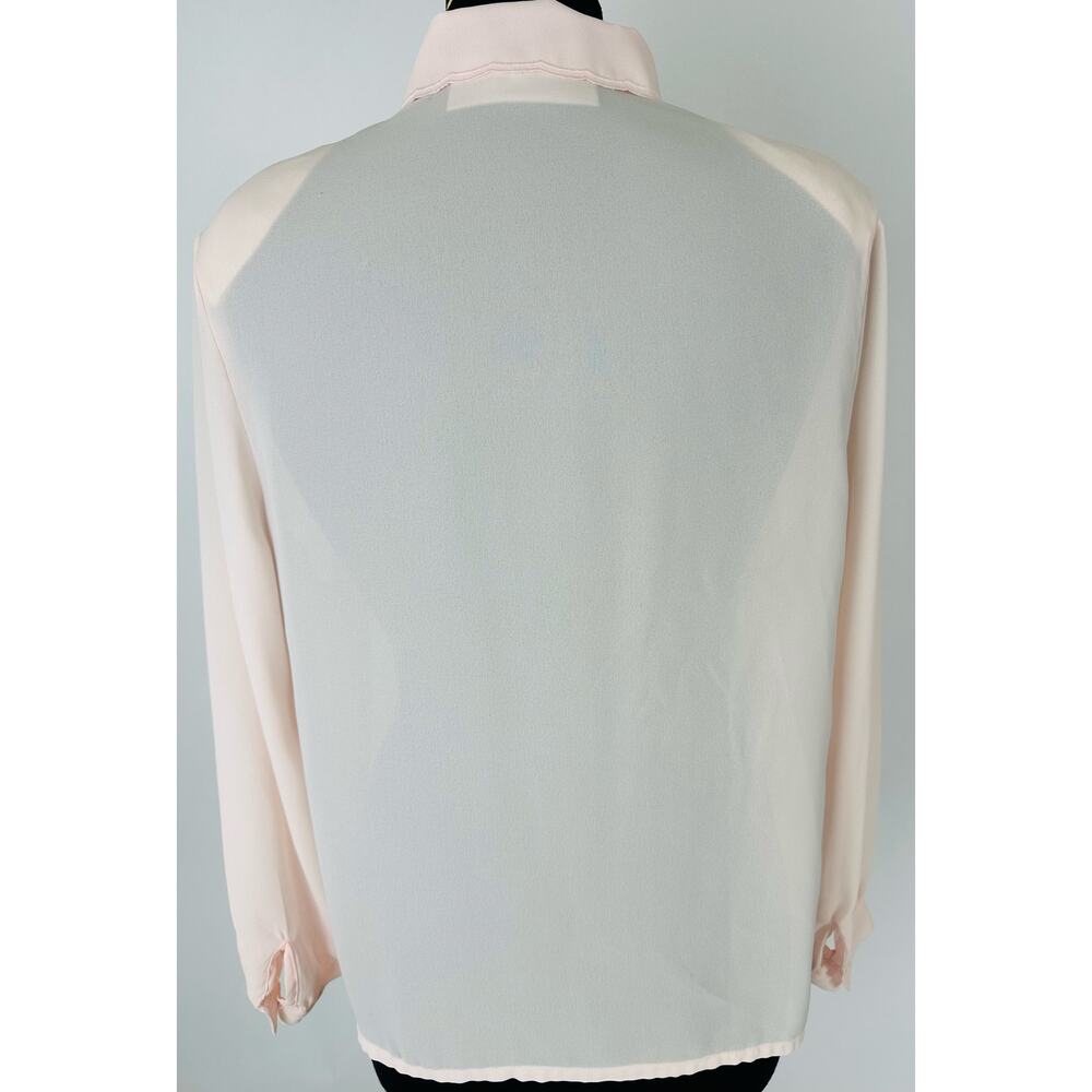 Vintage Sheer Pink Lace Embroidered Collar Shirt Blouse Size 10 Medium Romantic - Picture 4 of 8
